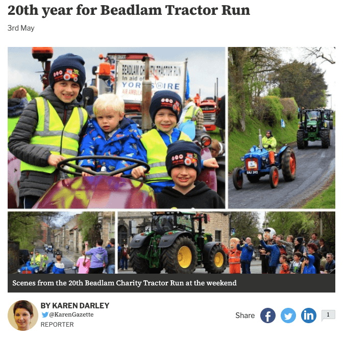 Gazette & Herald 3rd May 2022, Beadlam Tractor Run